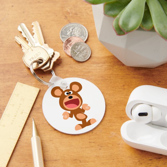 "Oh well..." Shrugging Cartoon Bear Keychain (Desk)