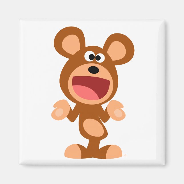 "Oh well..." Shrugging Cartoon Bear Magnet (Front)