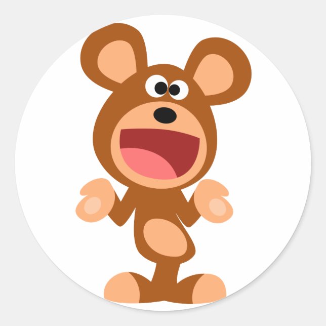 "Oh well..." Shrugging Cartoon Bear Sticker (Front)