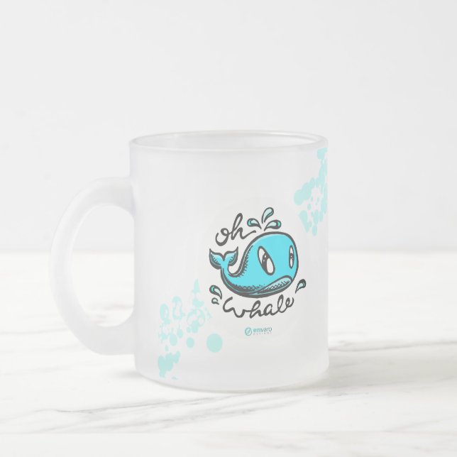 Oh Whale Frosted Glass Coffee Mug (Left)