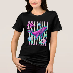 Oh Whale Retro Coastal Graphic Tee with Pink Whale