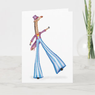 Oh what a circus! giraffe on stilts card
