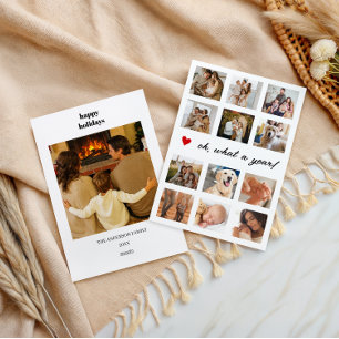 Oh What a Year Family Photo Collage Heart Holiday Card