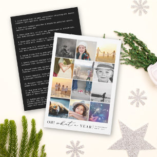 Oh! What A Year In Review Modern 12 Photo Collage Holiday Card