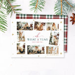 Oh What a Year Modern Family Photo Collage Holiday Card<br><div class="desc">Oh What a Year, Year in Review celestial stars eight photo family collage Christmas card. Perfect for large families with lots of Christmas photos to share. Let your photos shine with this collage card framed in modern stars. Customise with your holiday greeting and photos Backside design features classic green and...</div>