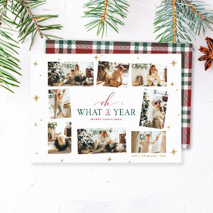 Oh What a Year Modern Family Photo Collage Holiday Card