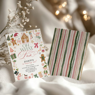 Oh What Fun! 1st Birthday Christmas Festive  Invitation
