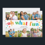Oh What Fun 6 Photo Collage Christmas Holiday Card<br><div class="desc">Send the joy and fun from the year with the Oh What Fun Six Photo Collage Holiday Card! This cheerful photo card features a greeting, oh what fun, in a whimsical and colourful lettering surrounded by coordinating brightly coloured polka dots. With space for six photos on the front, it is...</div>