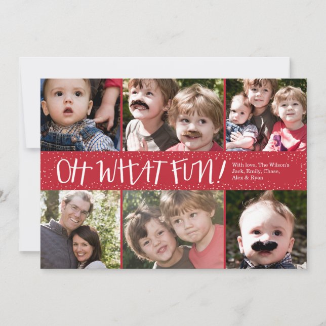 Oh What Fun 6 photo Holiday Photo Card (Front)