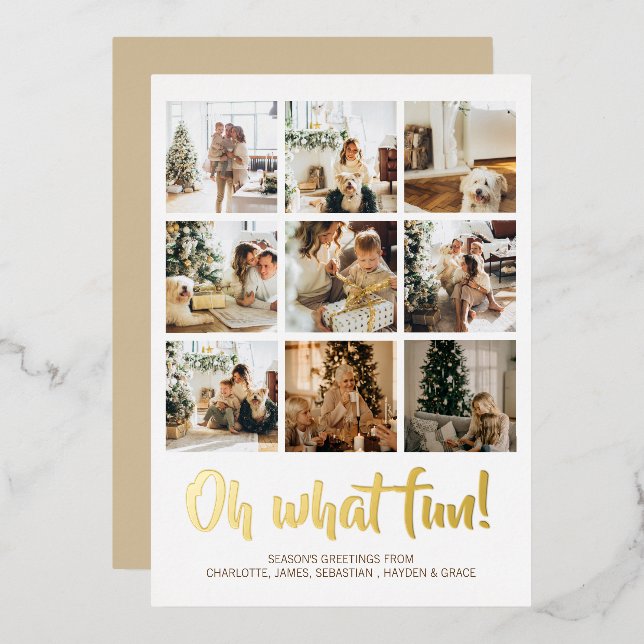 Oh What Fun 9 Photo Christmas Holiday Season (Front/Back)