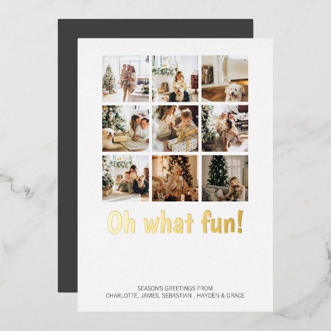 Oh What Fun 9 Photo Christmas Holiday Season (Front/Back)