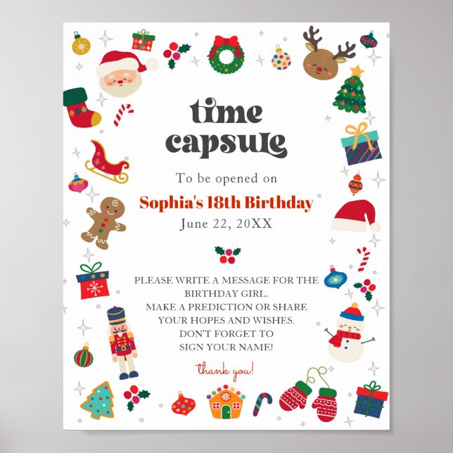 Oh What Fun advice for birthday girl time capsule Poster (Front)