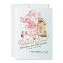 Oh What Fun-Blue Retro Santa Themed Girl Birthday