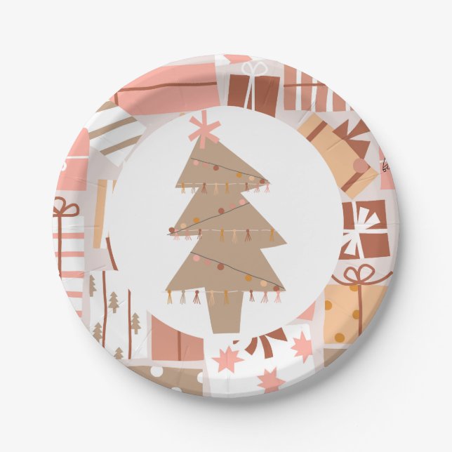 Oh What Fun Boho Christmas Birthday Paper Plates (Front)