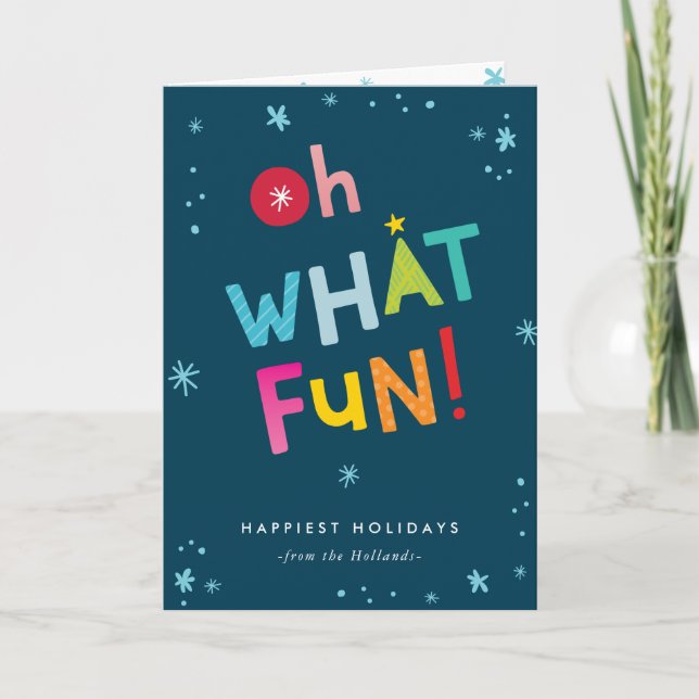 OH WHAT FUN bold modern colourful typography Thank You Card (Front)