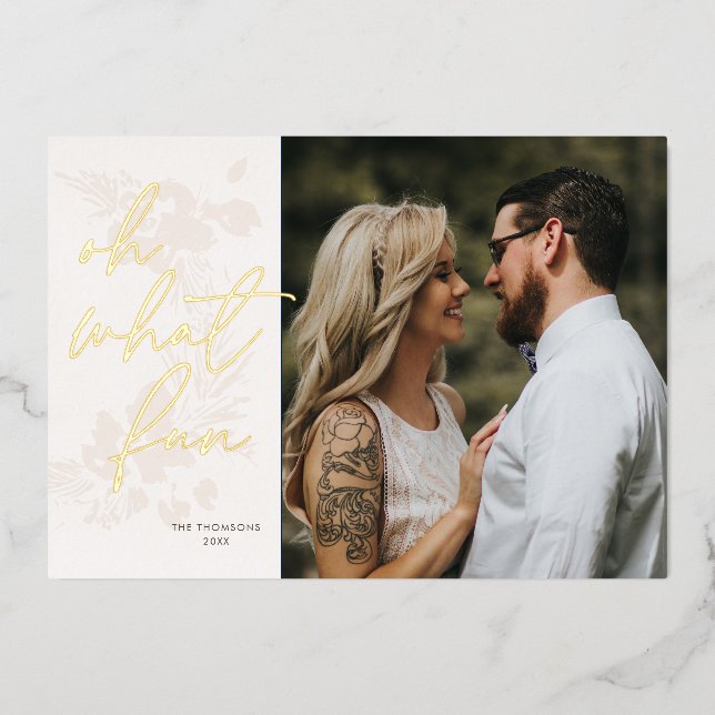 Oh What Fun Bright Christmas Cream Holiday Card (Front)