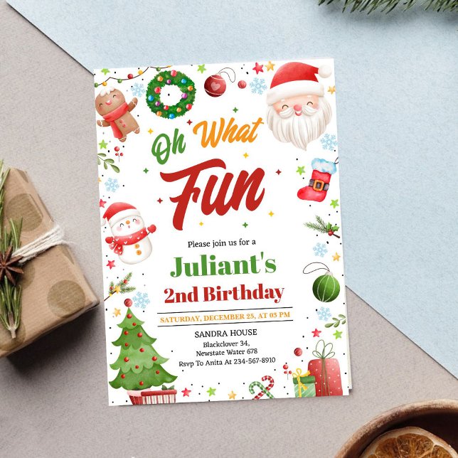 Oh What Fun Christmas Birthday Invitation (Oh What Fun Christmas Birthday Invitation
)