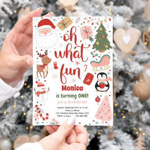 Oh what fun christmas birthday invitation