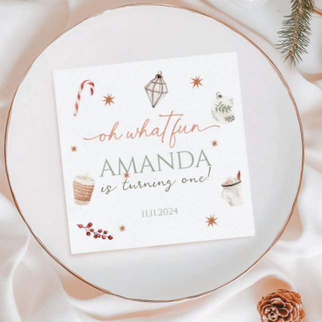 Oh What Fun Christmas Birthday  Napkin (Creator Uploaded)