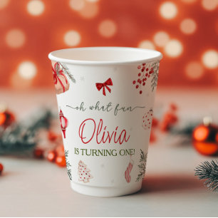 Oh What Fun Christmas Birthday Paper Cups