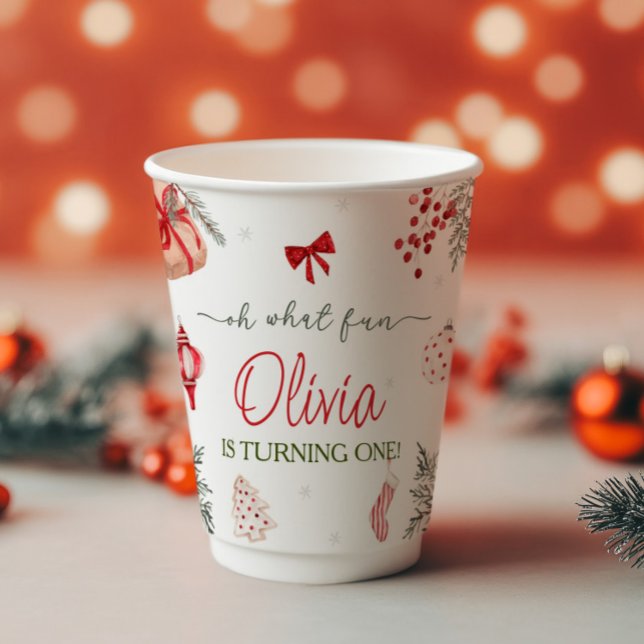 Oh What Fun Christmas Birthday  Paper Cups (Creator Uploaded)