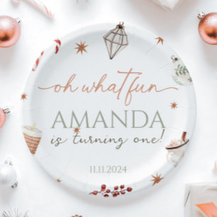 Oh What Fun Christmas Birthday Paper Plate