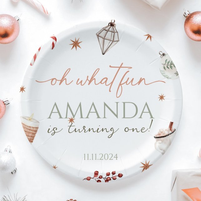 Oh What Fun Christmas Birthday Paper Plate (Creator Uploaded)