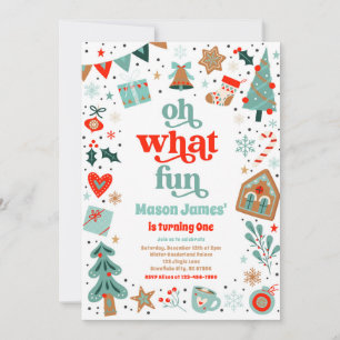Oh What Fun Christmas Birthday Party Invitation