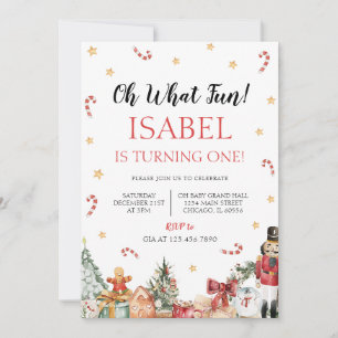 Oh What Fun Christmas Birthday Party Invitation