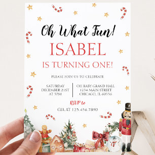 Oh What Fun Christmas Birthday Party Invitation