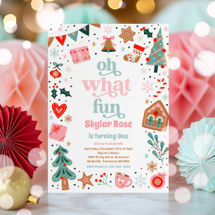 Oh What Fun Christmas Birthday Party Invitation
