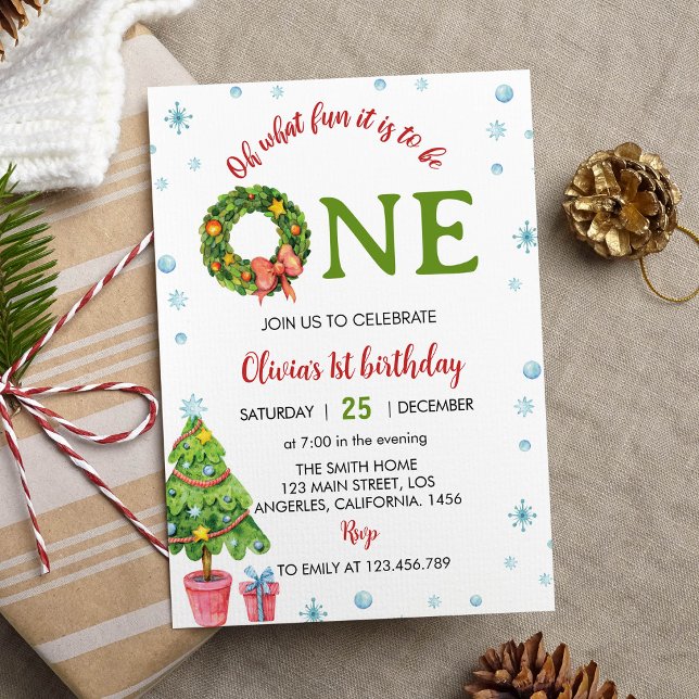 Oh What Fun Christmas Birthday Party Invitation (Creator Uploaded)