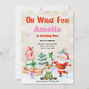 Oh What Fun Christmas Birthday Party Invitation