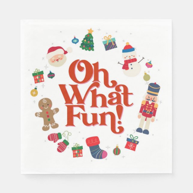Oh What Fun Christmas Birthday Party Napkin (Front)