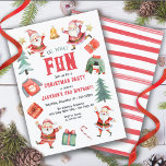 Oh what fun Christmas Birthday Party Santas Invitation<br><div class="desc">Modern and cute "Oh, what fun" Christmas Birthday Party Invitations. Features watercolor Santas, cute ugly sweaters, gifts, candy and christmas trees. Perfect for a Christmas Party of any winter occasion. Great for a boy or girl! To make more changes go to Personalise this template. On the bottom you’ll see “Want...</div>