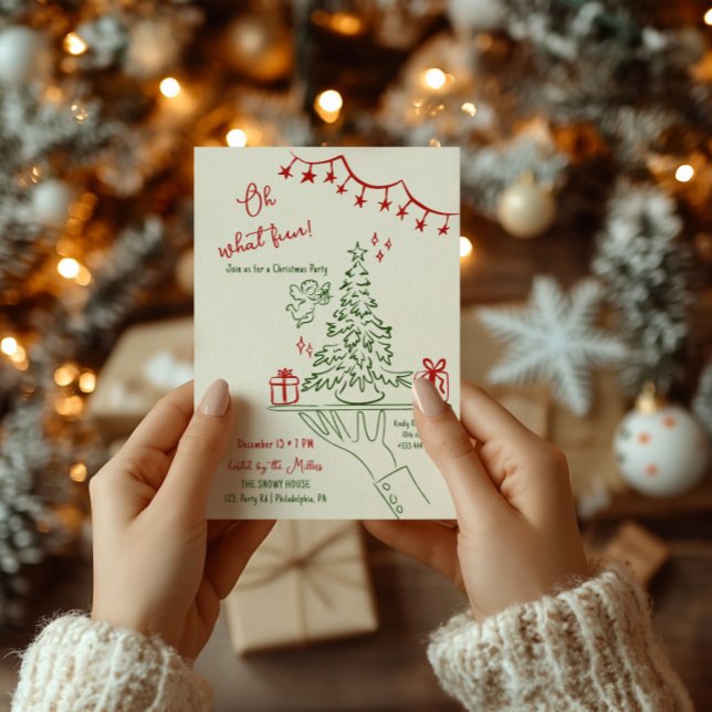 Oh what fun Christmas Cocktail Party hand drawn Announcement (Creator Uploaded)