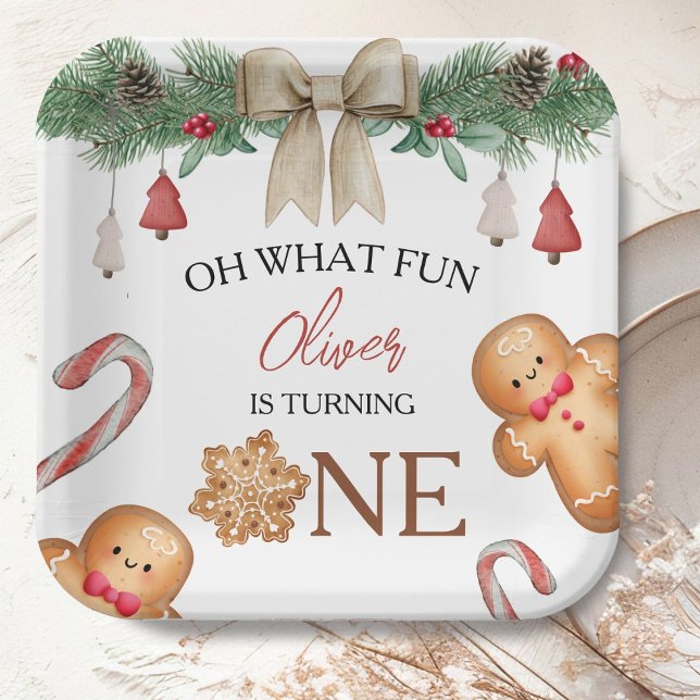 Oh What Fun Christmas Cookies 1st Birthday Paper Plate (Creator Uploaded)