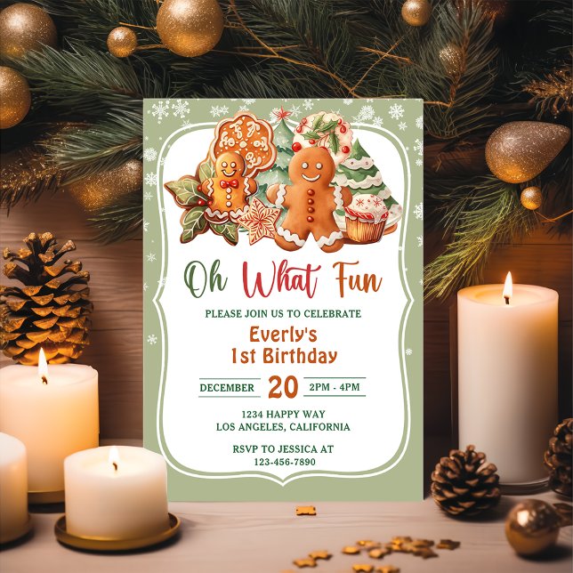Oh What Fun! Christmas Cookies Birthday Party  Invitation (Creator Uploaded)
