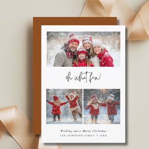 Oh What Fun Christmas Family Baby Photo Brown Holiday Card