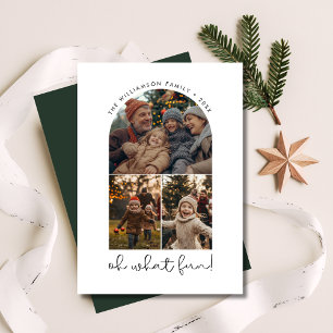 Oh What Fun Christmas Family Greetings Arch Photo Holiday Card