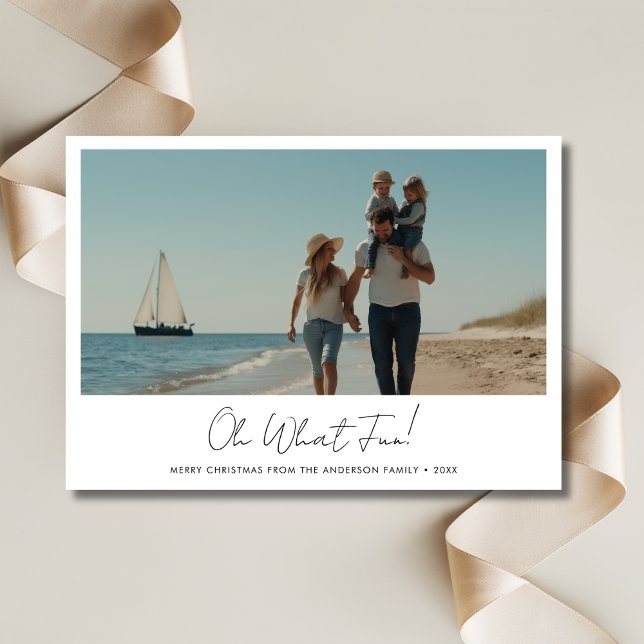 Oh What Fun Christmas Family Nautical Beach Photo  Holiday Card (Creator Uploaded)