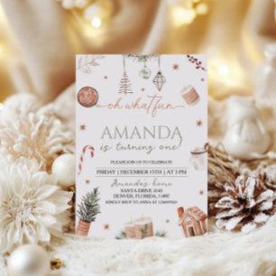 Oh What Fun Christmas First Birthday Invitation