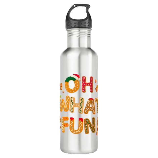 Oh What Fun Christmas Gingerbread Cookies 710 Ml Water Bottle (Front)
