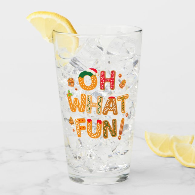 Oh What Fun Christmas Gingerbread Cookies Glass (Front Ice)