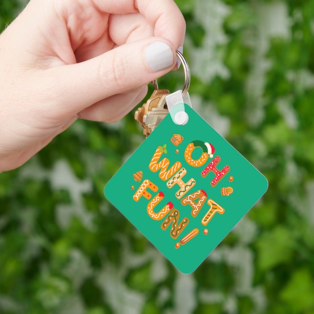 Oh What Fun Christmas Gingerbread Cookies Key Ring (Hand)