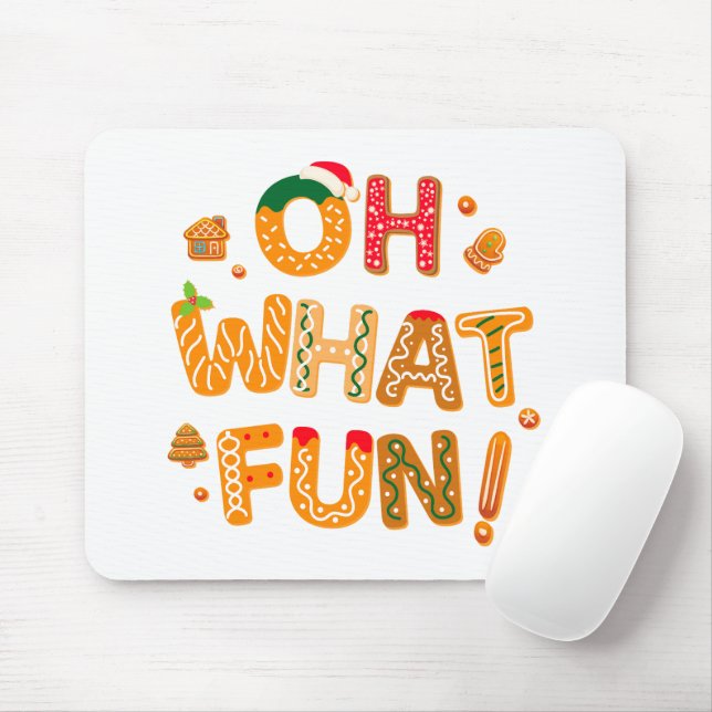 Oh What Fun Christmas Gingerbread Cookies Mouse Mat (With Mouse)