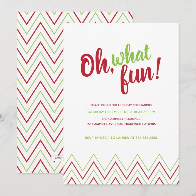 Oh, What Fun Christmas Holiday Party Invitation (Front/Back)