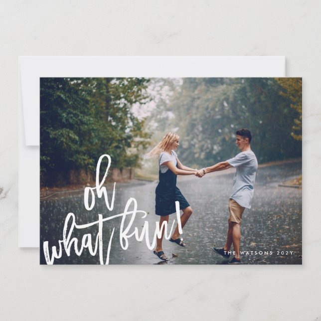 Oh What Fun Christmas Holiday Photo Card (Front)