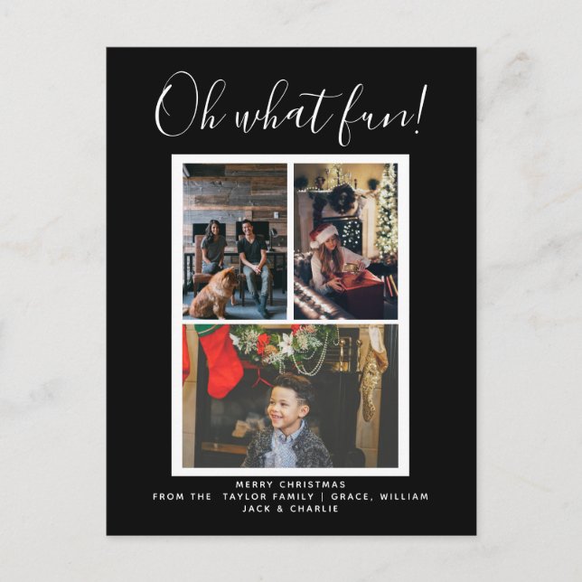 Oh What Fun Christmas Holiday Photo Personalised Postcard (Front)