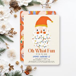 Oh What Fun Christmas Holiday Santa Birthday Invitation